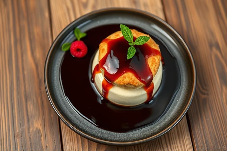 Sjokoladekrem med Grand Marnier og soufflé med svart valnøtt-karamellsaus