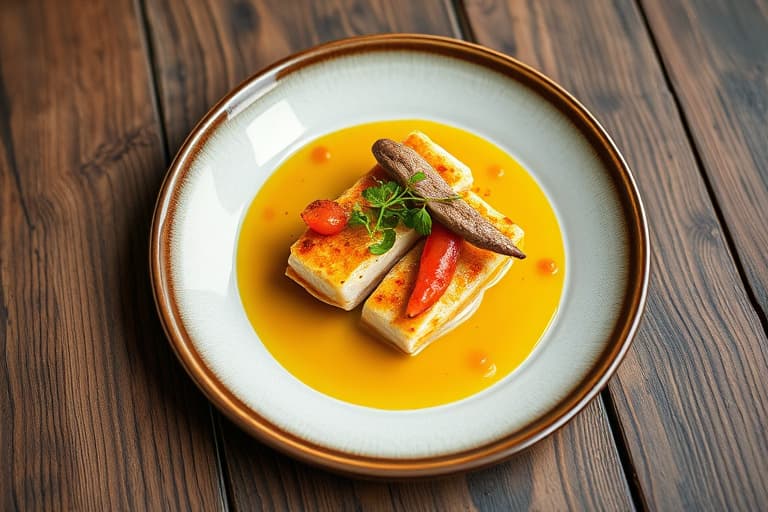 Røstet dobbeltkuttet svinekotelett marinert i granateple med brasede sennepsgrønnsaker og neper