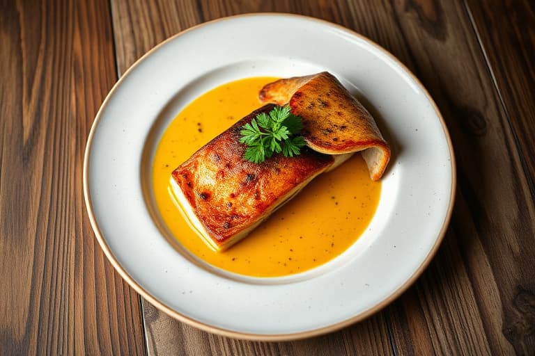 Grillet laks med currysaus av fersken