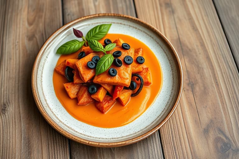 Røde paprika fylt med auberginepuré