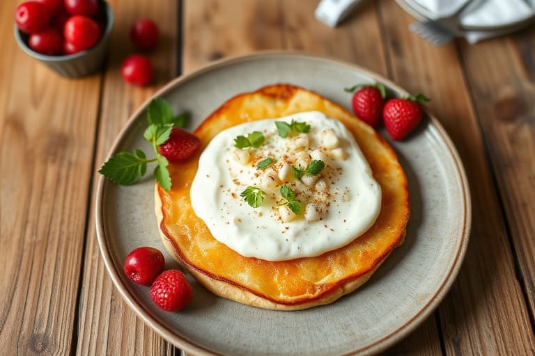 Grillet flatbrød toppet med karamelliserte løk og blåmuggost-mascarpone, servert med sprø røde druer
