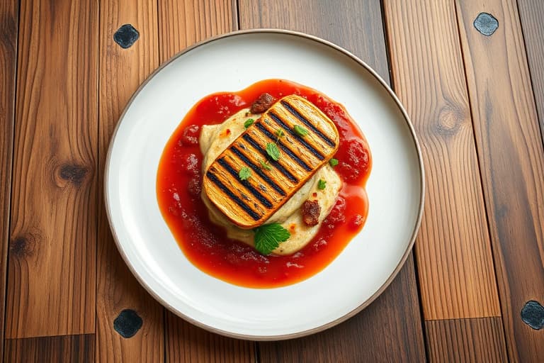 Ugnsgrillede lammekoteletter med rødløkmarmelade og sellerirotpuré