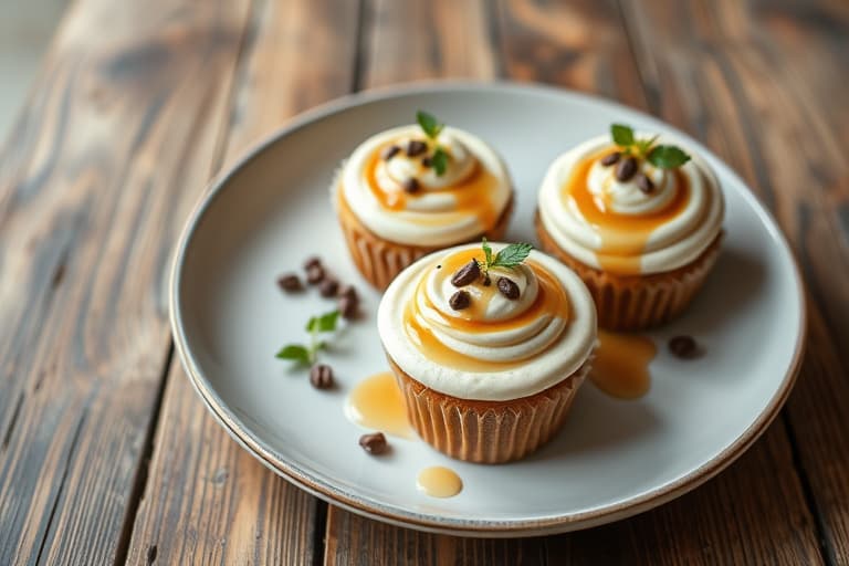 Veganske Brusselspirer- og gulrotcupcakes med kremostfrosting og lønnesirup-karrésaus