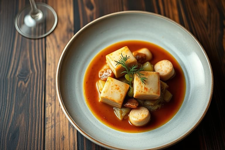 Lammekoteletter med hvit bønne- og potetpuré og rødvinsaus