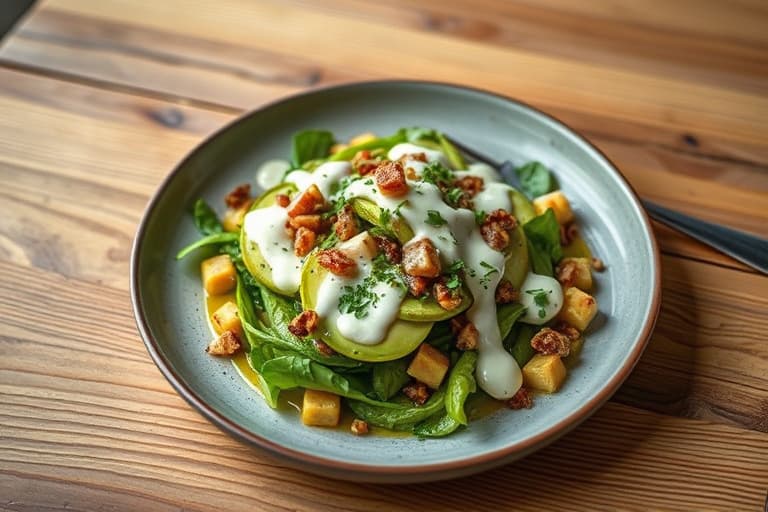 Avokado-, blodappelsin- og friséesalat med ristet pekannøtt og hvit trøffeldressing