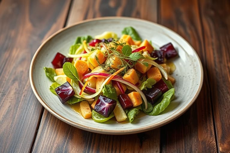 Friséesalat med pærer, blåmuggost og portvinsvinaigrette