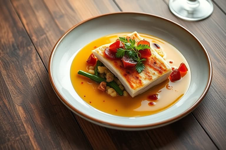 Smørstekt elgfilet, potetmos med ovnsbakt hvitløk og bacon, sauterte grønnsaker, vill soppsaus med currantgele