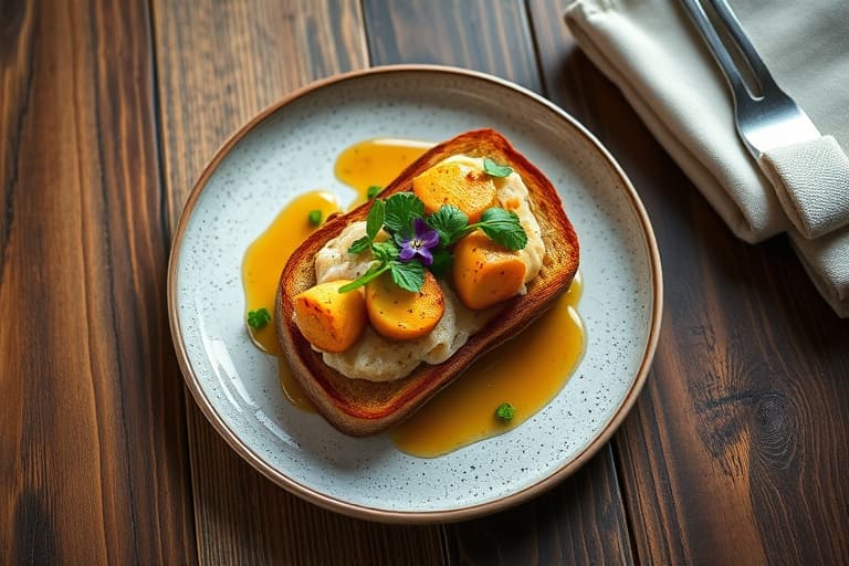 Bakt blåbær- og pekannøttfransk toast med blåbærsirup