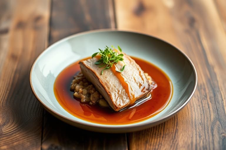 Grillet lammerygg fra New Zealand med femkrydret rotgrønnsaksgrateng og stjerneanis-demi glace