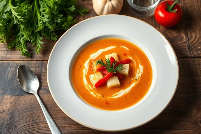 Pureé av sellerirotsuppe med glasert sellerirot og krydret eple