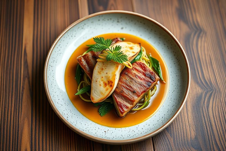 Stekte svinekoteletter med panering og eplegelé-reduksjon