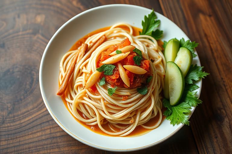 Håndlagde risnudler fylt med svinekjøtt og østerssopp: Bánh Cuốn Nóng