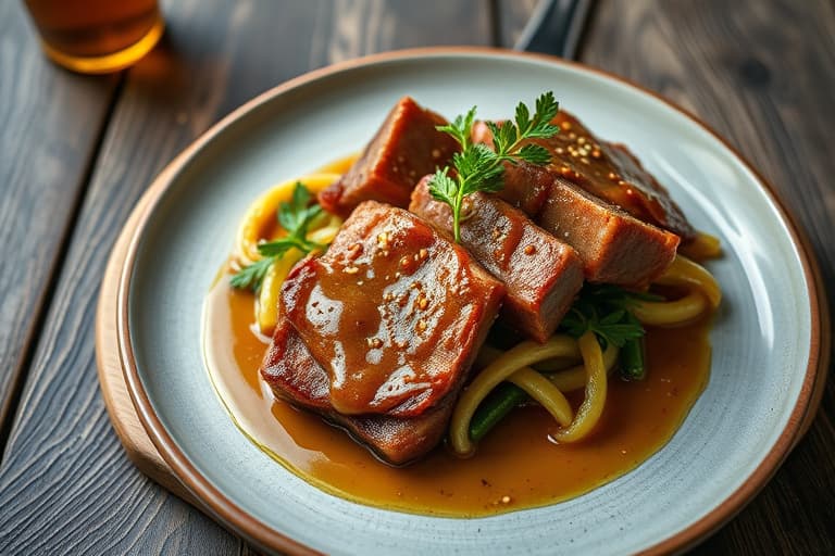 Brased hoisinsaus- og øl-kyllingribbe med kremete mosed Yukons og sesam- snøerter