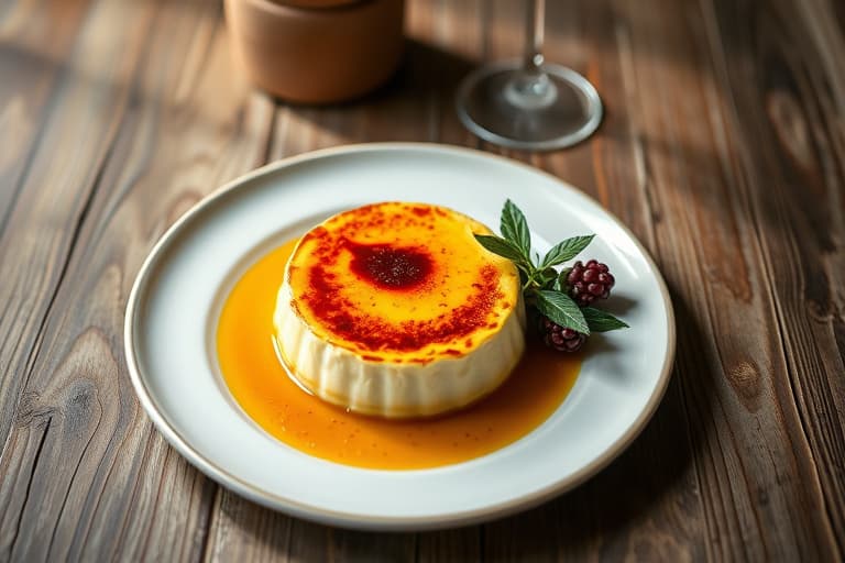 Vaniljeekstrakt-krème brûlée med bringebær