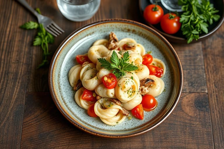 Hvitløks- og urtesmørglasert indrefilet med orzosalat, fennikel, tomater og oregano