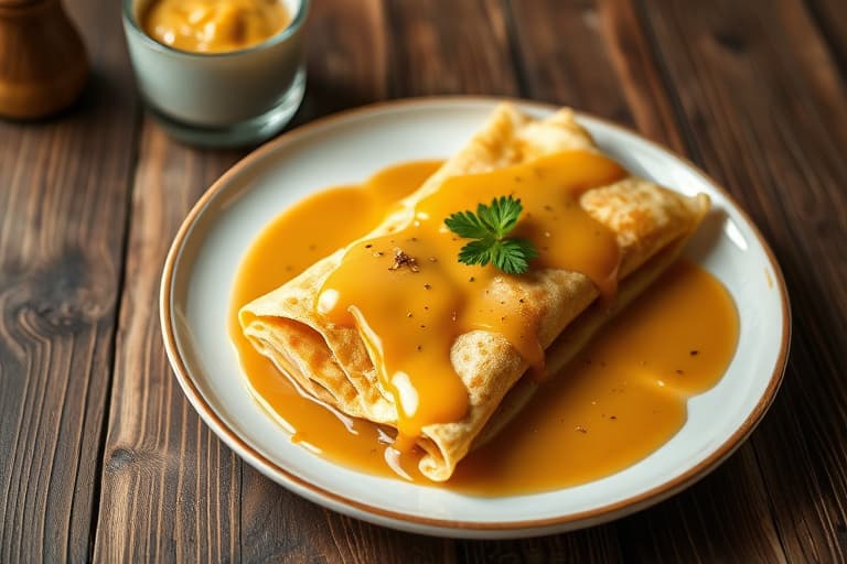 Sprø crêpes med Dulce de Leche-saus