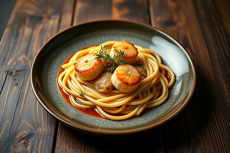Show-Stopper: Sjøkreps med stekte scallops, sitronduftende brødsmuler, og fettuccine med safran og asparges