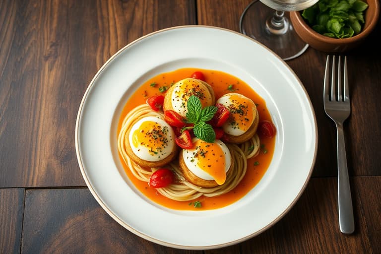 Kyllingpølseboller fylt med mozzarella, tomat-basilikumsaus, Cacio e Pepe-poteter og ovnsbakt brokkolini