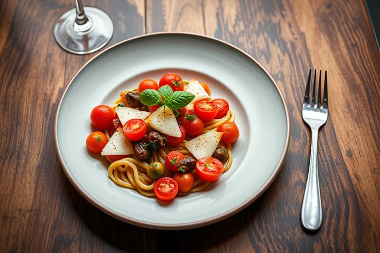 Røstet villlaks med tomater, basilikum og kapers, blomkål med parmesan-krust, og ris