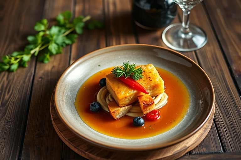 Krydret svinenakke med sellerirot- og eplepuré og eplesider-saus