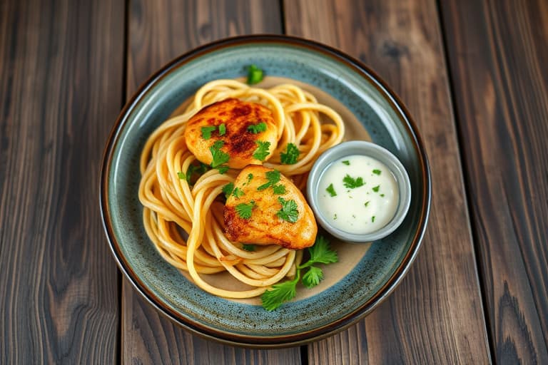 Kyllingvinger krydret med kinesisk femkrydder og servert med en kremet korianderdip