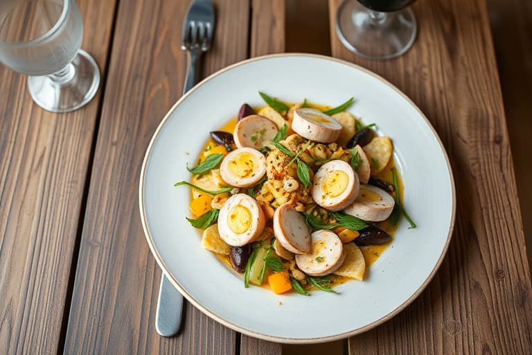 Laksesalat med niçoise-inspirert dressing