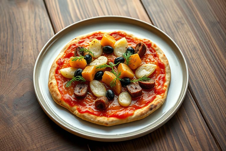 Grillet pizza penslet med smør, kanel, sukker og stjerneanis, servert med sjokoladesaus.