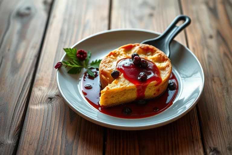 Apple Skillet Cake med portvin og currantgelé