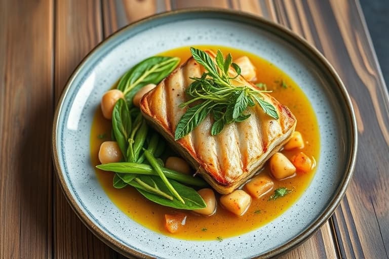 Grillet marinert andebryst med fersk plommesalsa, purreløk- og hvitløksfondue med hoisinsaus og limeolje