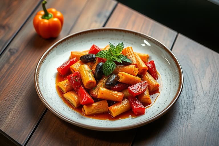 Hot Pepper- og vårløkpannekaker med forkullet blekksprut, sylteagurk og grønnsaker