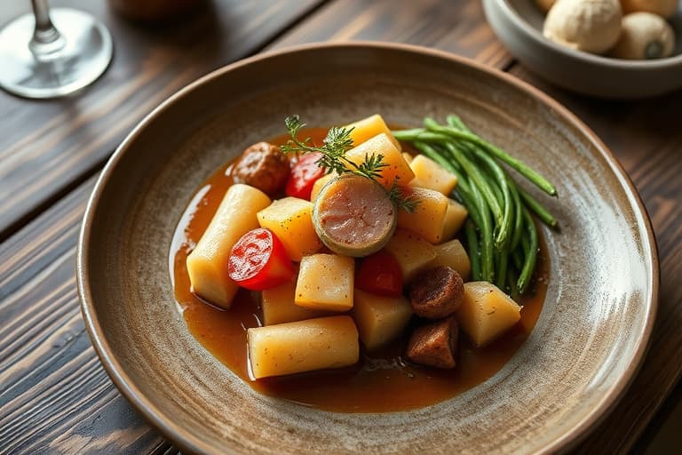 Hvitløks- og pepperrotkledd Chinook-laks med brasede grønnsaker og ovnsbakte nye poteter