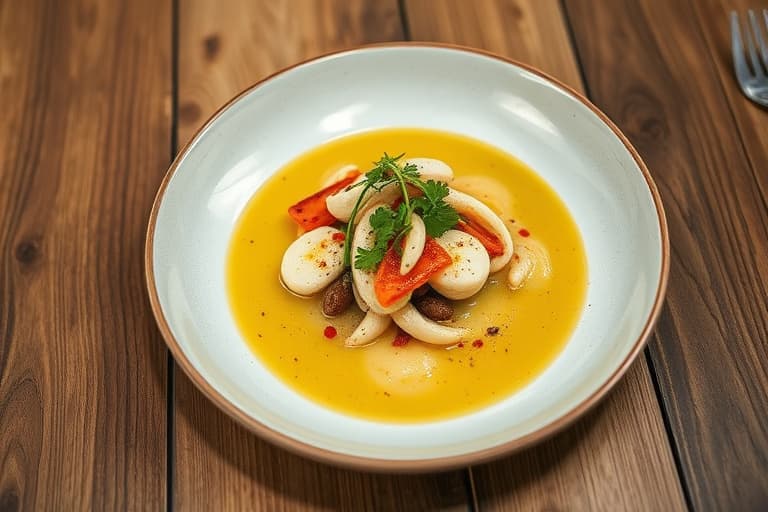 Grillet sopp- og skivet sellerihjerte-salat med kremet sitron-basilikumvinaigrette