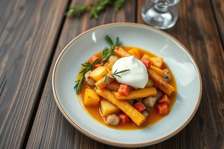 Rosemary-potetgull med crème fraîche