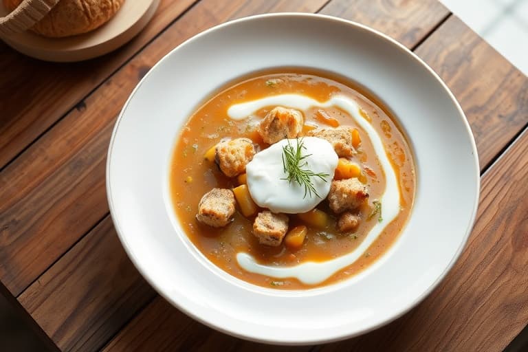 Gresskarsuppe med kanel og crème fraîche