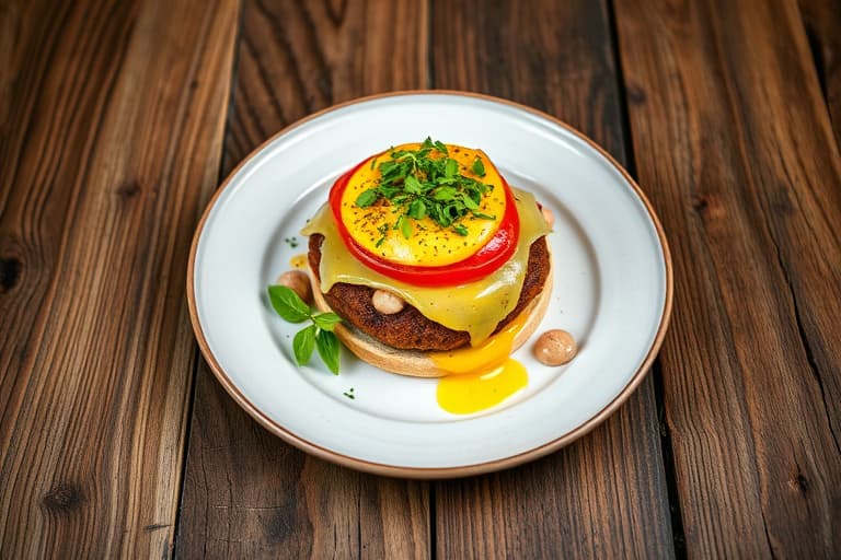 Vegetarburger med Gruyère og sopp