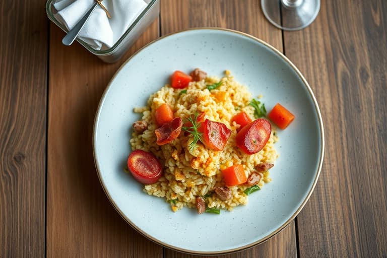 Jasminteglasert Alaskalaks med hoisinsjyltet bacon, grønn ris og appelsin- og cashew-salat