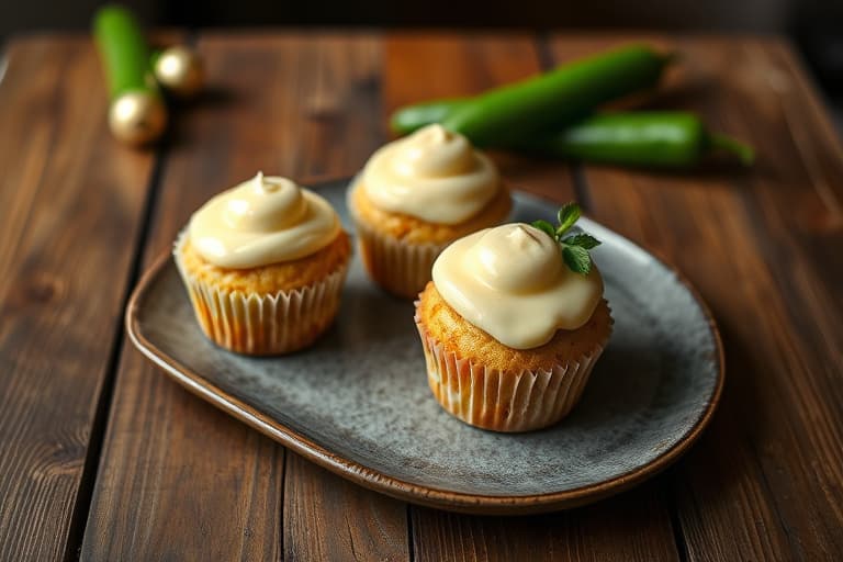 Eple- og cheddarcupcakes med jalapeño-eples fyll, toppet med vaniljebutterkrem