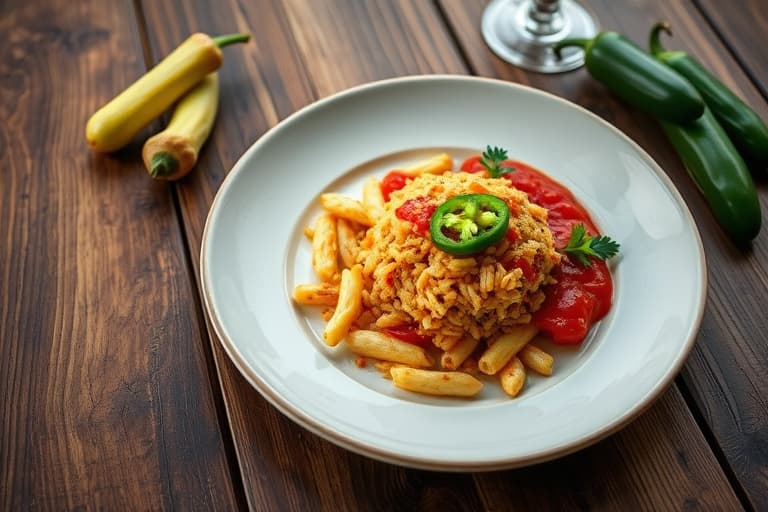 Ris med grønn paprika og jalapeño