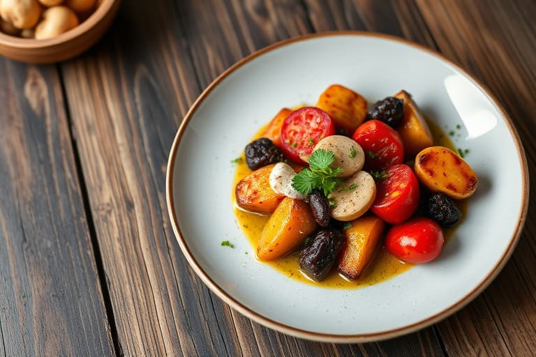 Potetinnpakket stillehavskveite med grillet purreløk, Red Bliss- og lilla peruvianske poteter, samt hummersalat