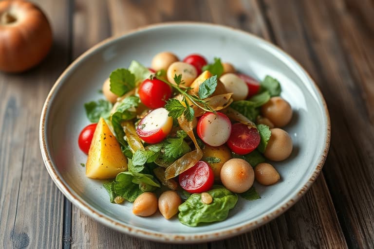 Babyspinatssalat med ovnsbakte rødløk, pekannøtter, tørkede tranebær, smuldret geitost og sitrusdressing