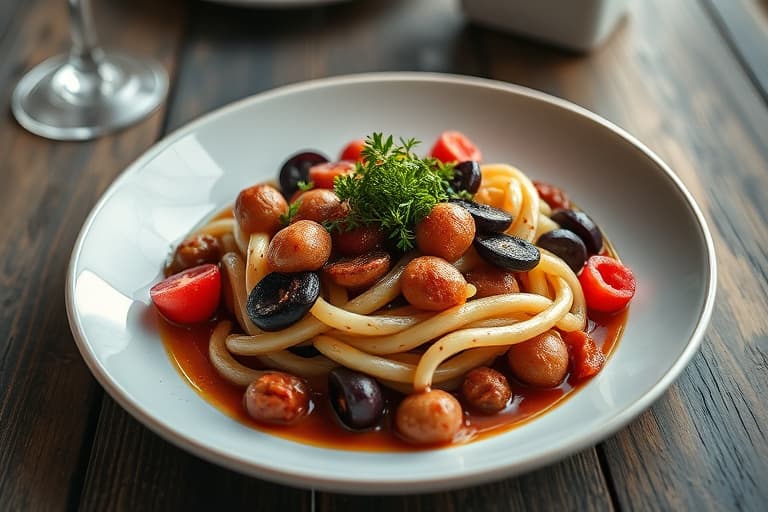 En grønnsakspai fylt med spinat, rosiner og ras el hanout, toppet med en urtet bulgarsk valnøttbunn