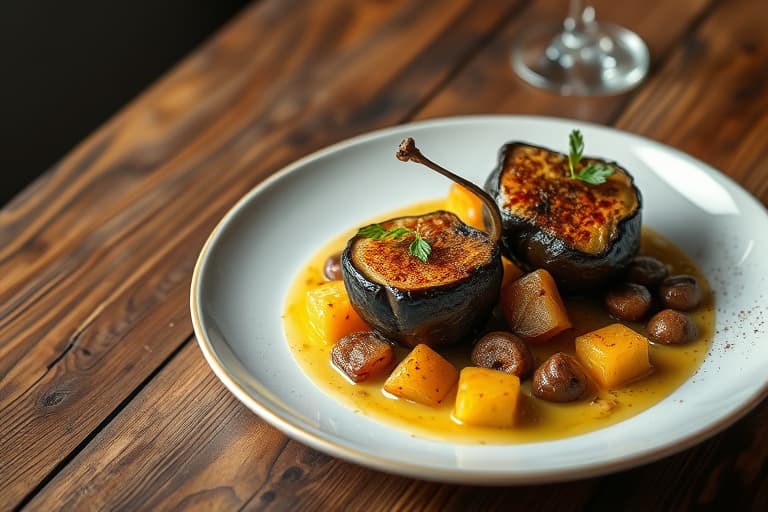 Lagvis portobellokoteletter med kalvekjøtt, røde Bliss-poteter og linsepuré