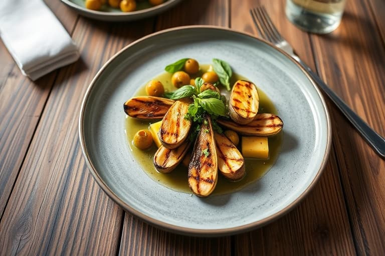 Grillede sardiner, olivenpesto og blomkålpuré