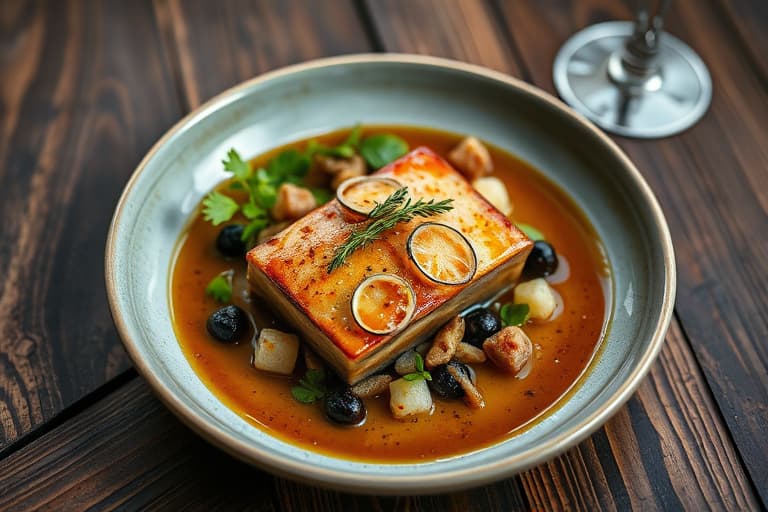 Svinekjøtt med balsamicoeddik, sprø epler og eplepuré