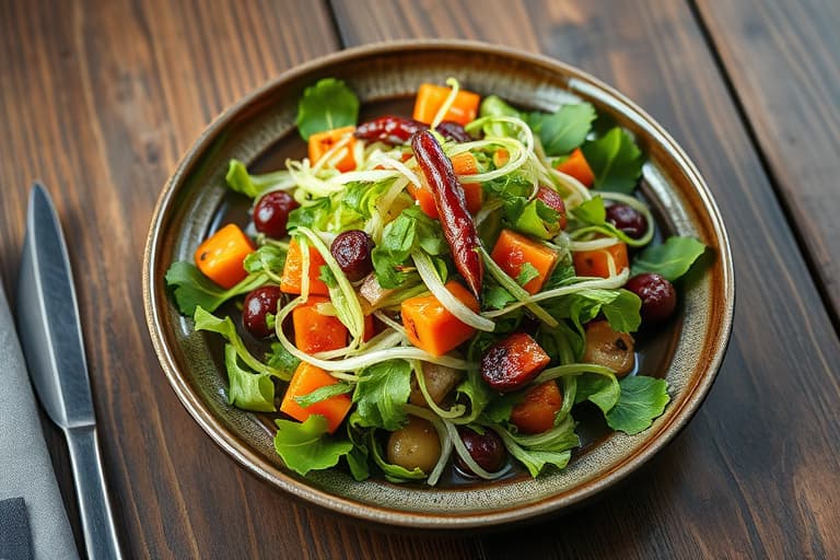 Frisée- og ovnsbakte potetsalat