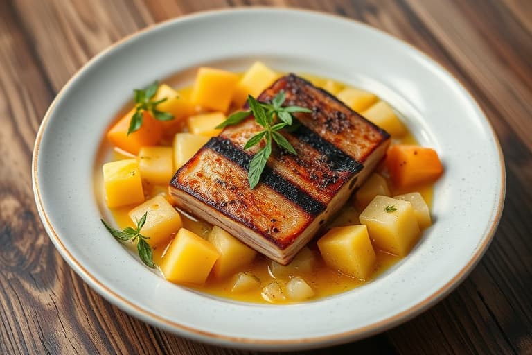 Grillet reker, appelsin- og vannmelonsalat med peppernøtter i en frisk sitrusdressing