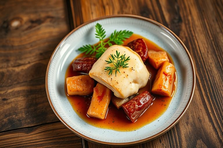 Lammerygg med vårpoteter og ostekake, engelsk ertefrikassé