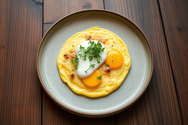 Eggehviteomelett med blåbær og crème fraîche