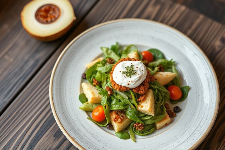 Kyllingsalat med crème fraîche og rugbrød