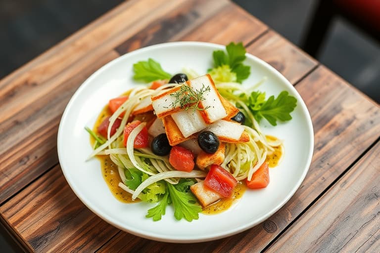 Andebryst med frisée-salat og portvinsvinaigrette